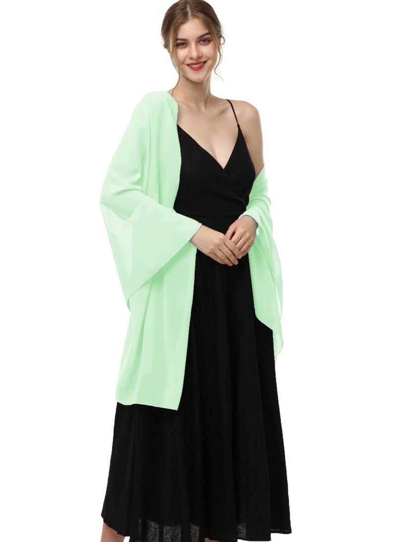 Baoqiya Women's Shawls and Wraps for Evening Dress Chiffon Shawl Soft Elegant Silky Pashmina Wedding Bridal Scarf(Mint, 79"Ã—19") - Image 5